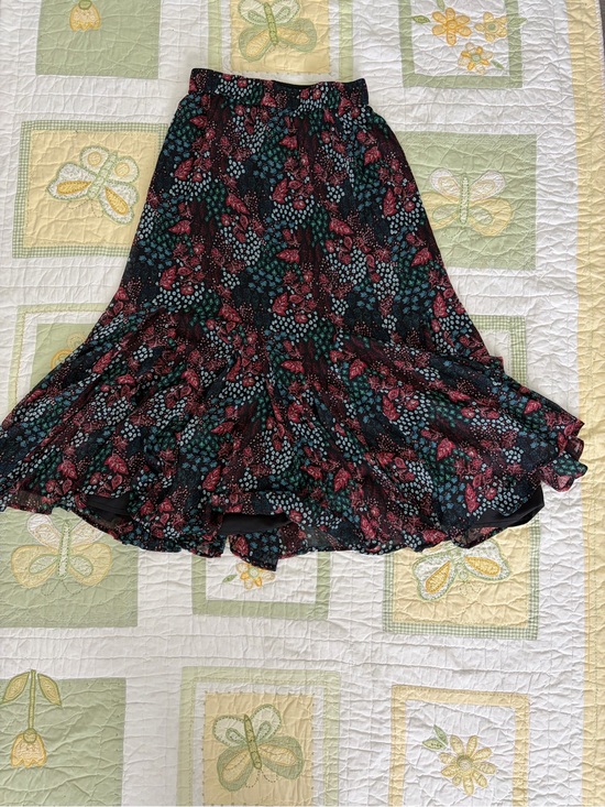 LOFT Dresses & Skirts - LOFT Black Maxi Skirt with Pink & Teal Floral Print